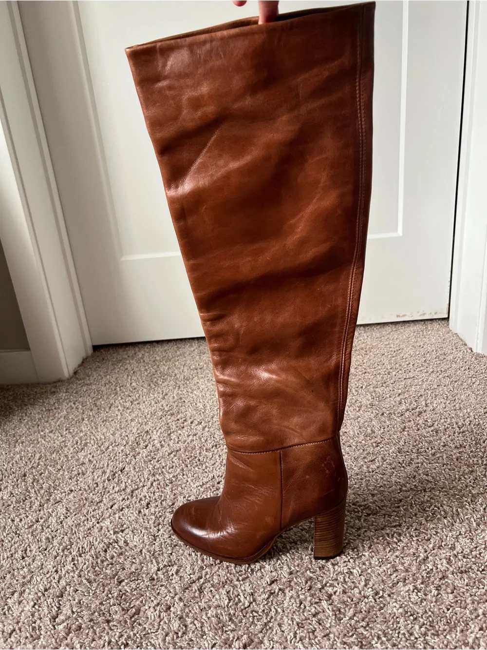 Free People Chestnut Brown Over-the-Knee Leather Boots